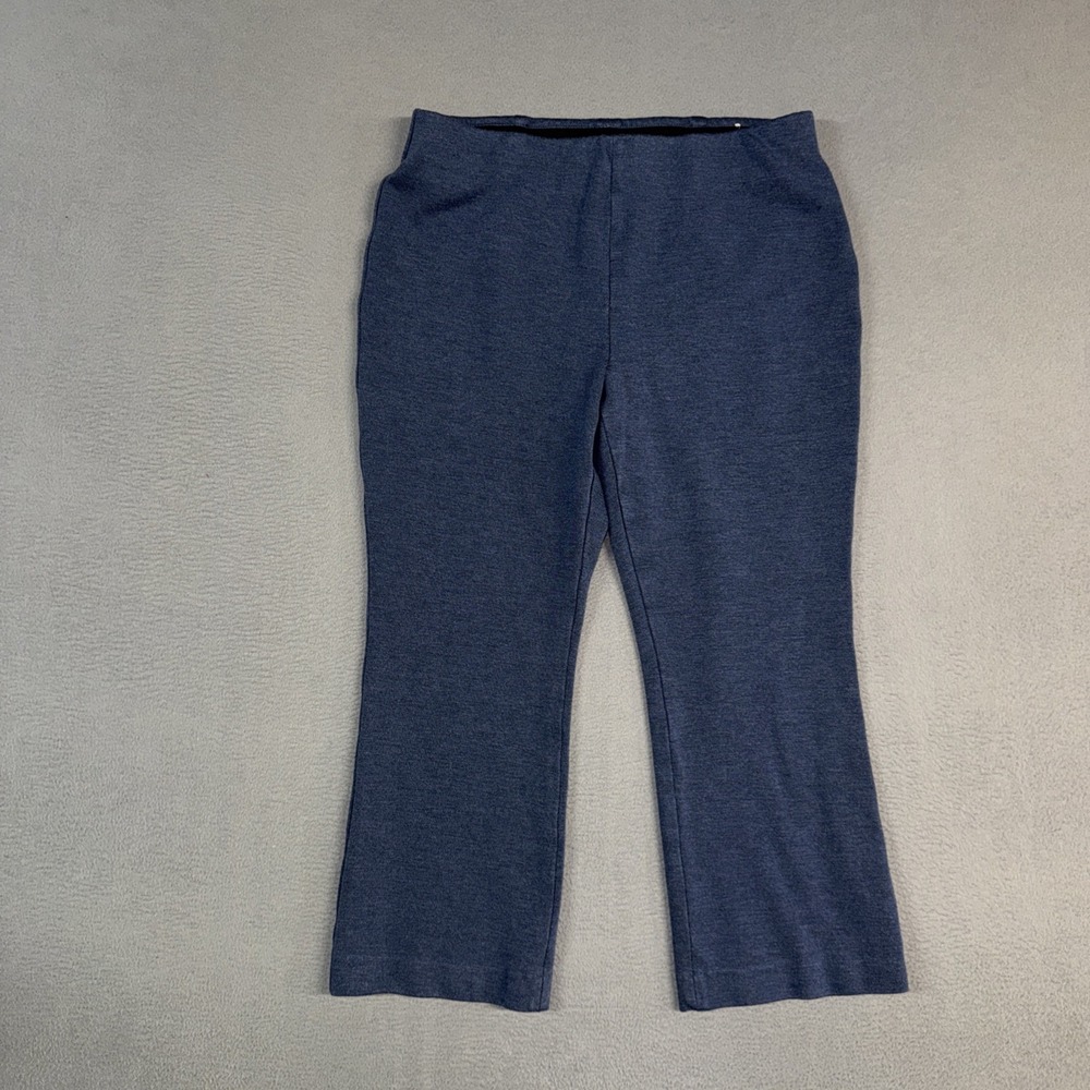 Talbots Pants Womens 12 Blue Montauk Straight Crop Stretch Pull On Viscose Nylon